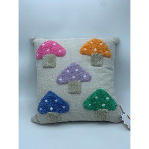 Brocante Multi Colored Mushroom Decorative Throw Pillow 20" x 20"